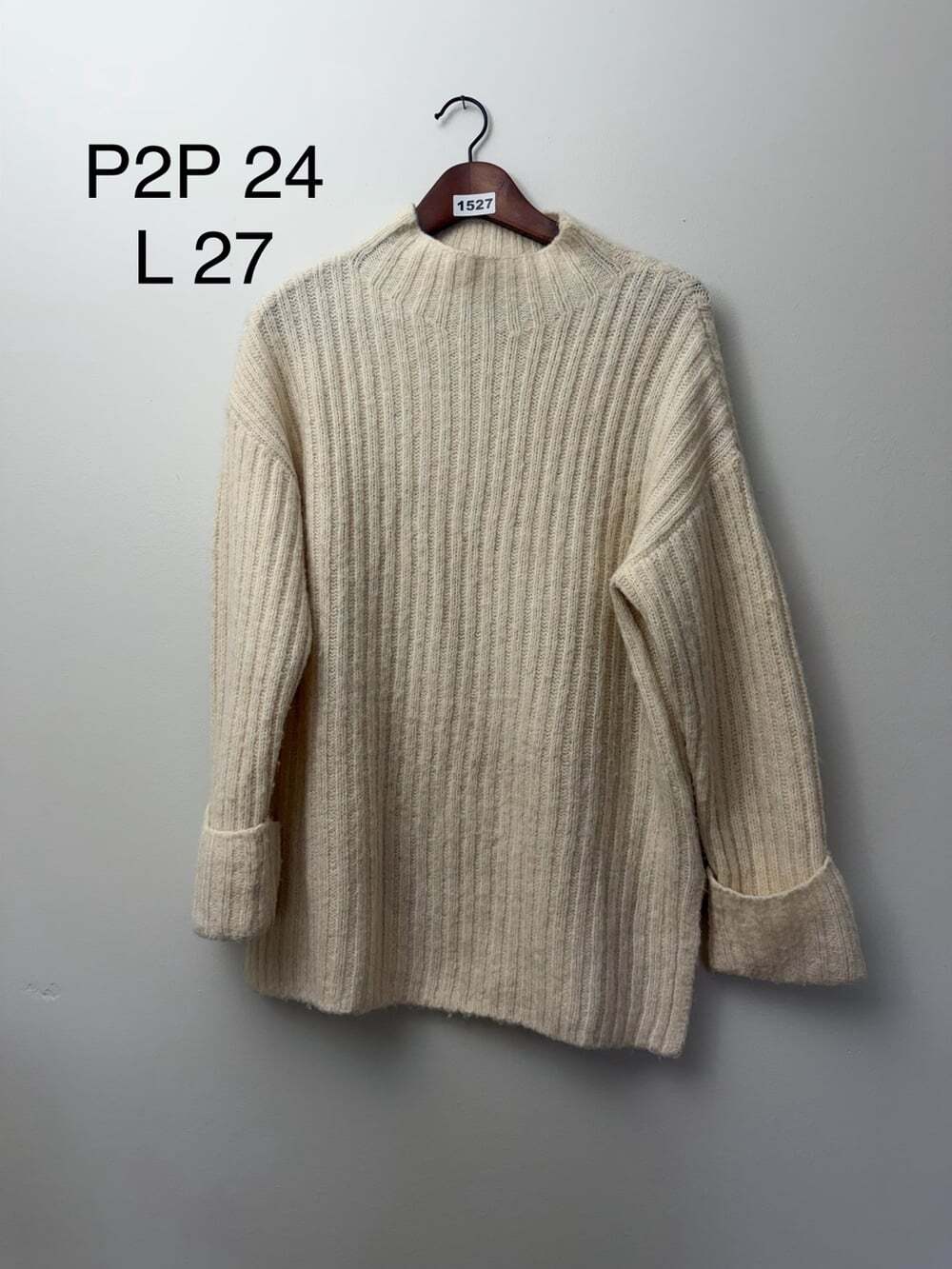 Oversized Old Navy Petite Cream Ribbed Mock Neck Tunic Sweater Size S Petite